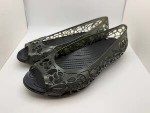 Crocs Isabella Jelly Lazer Cut Peep Toe Ballerinas Black 203285 001 In Black